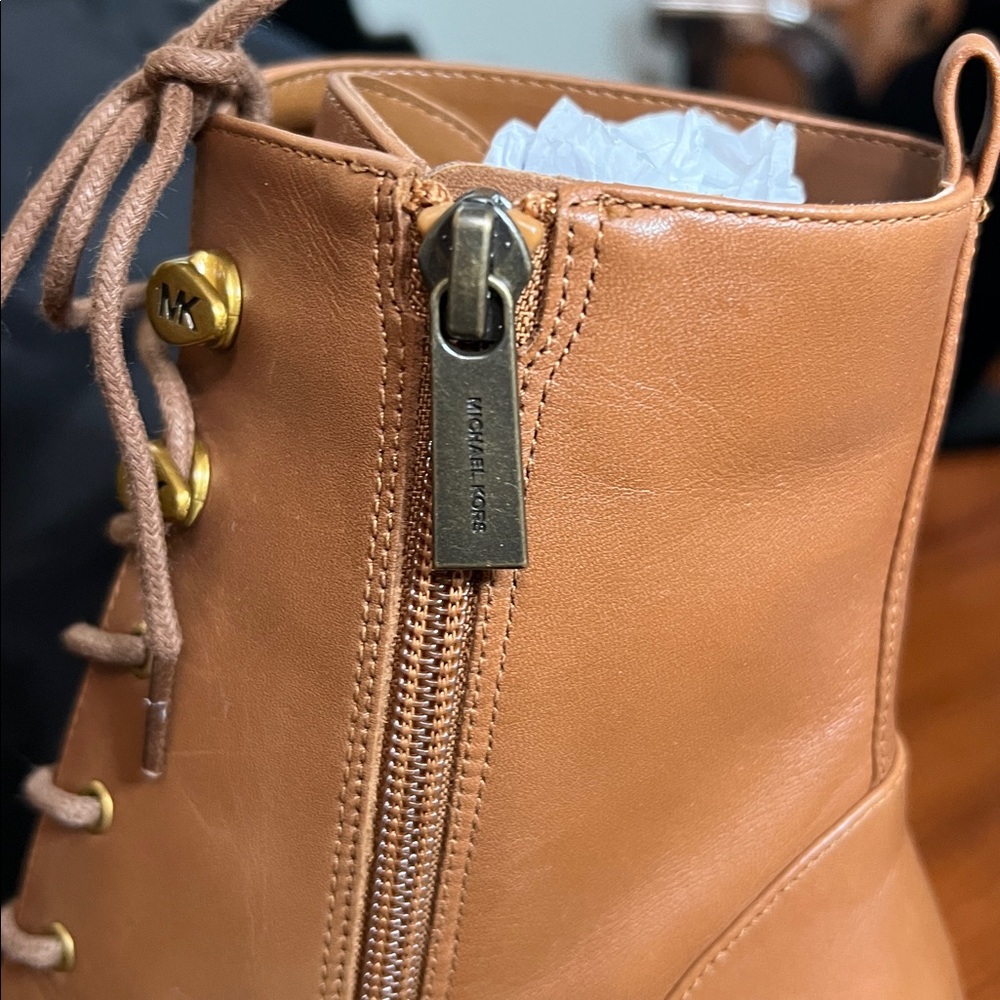 Michael Kors Tan Lace-Up Ankle Boots - Picture 6 of 6